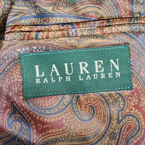 NEW Lauren Ralph Lauren Blazer Men's 46L‎ Long Tan Suede Paisley Lining - Picture 8 of 14